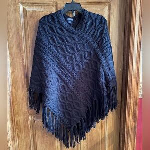 Chaps Black Cable Knit Women's Poncho NWT